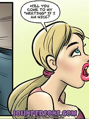 Busty slut from John Persons comic cartoons starves to get deep gagged with huge black dork