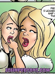 Busty sluts from John Persons cartoon making their pussies wet with tongues and fingers