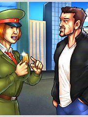 Best cartoon sex game with uniform whore picking up big dick