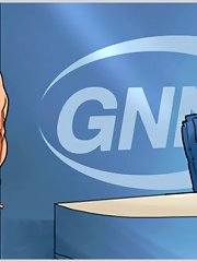 Sexy bitch attacked with big muscled cock in her TV studio in porn comics